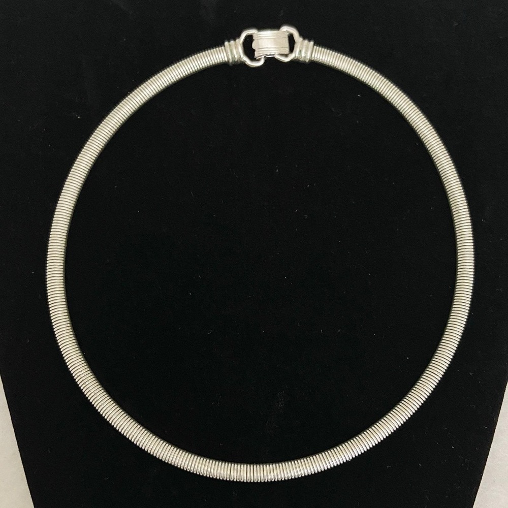 Vintage Coro Pegasus Necklace Choker Silver Tone Snake Chain 14" Des Pat Pending